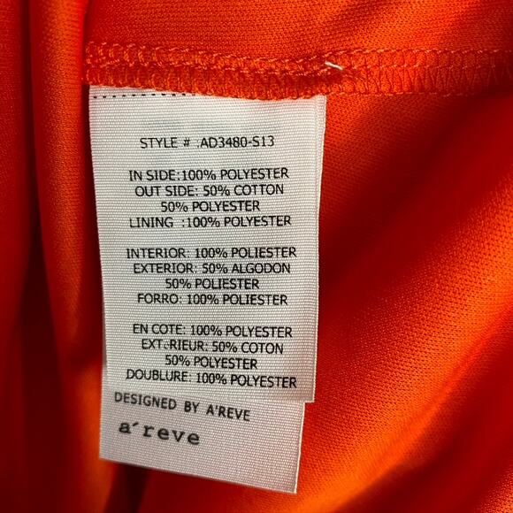 NWT Women's A'Reve Peplum Short Sleeve Lace Twee Dress Orange Size Large - Picture 7 of 11